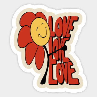 Retro Flower Love Sticker